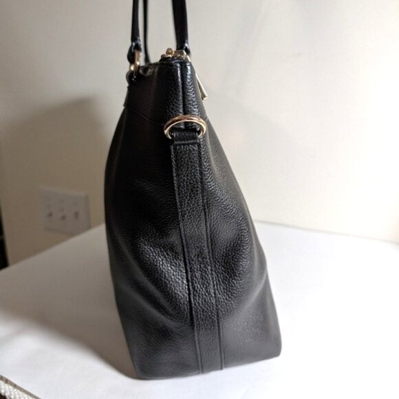 Like New Coach Pebbled Leather Tyler Tote Large Shoulder Bag F54687- Black - Picture 8 of 13